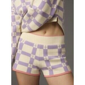 Daily Practice Anthropologie Shorts Preppy Cali Girl Purple White Sweater Small